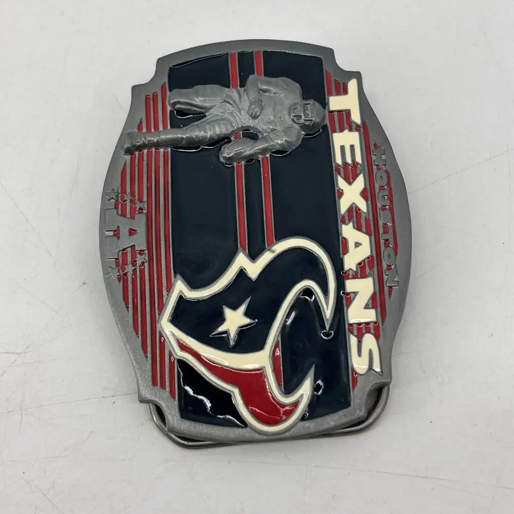 Houston Texans Belt Buckle Pewter Enamel 2008 Football Red White Blue